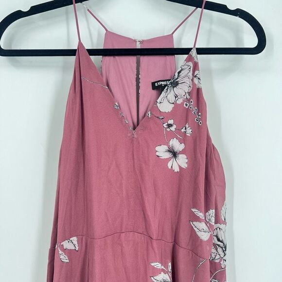 Nwt Express Floral Maxi Dress XS Halter Strap Pink - Picture 2 of 10